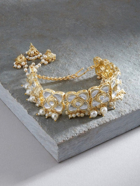 Gold-Plated Kundan Studded Wraparound Bracelet For Women