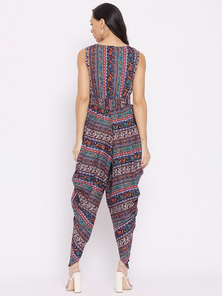 Designer Dhoti Jumpsuit For Women, Indo Western Outfit, Indian Dhoti Dress, Fusion Jumpsuit, Printed Indian Jumpsuit VitansEthnics