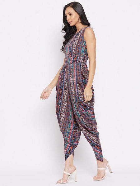 Designer Dhoti Jumpsuit For Women, Indo Western Outfit, Indian Dhoti Dress, Fusion Jumpsuit, Printed Indian Jumpsuit VitansEthnics