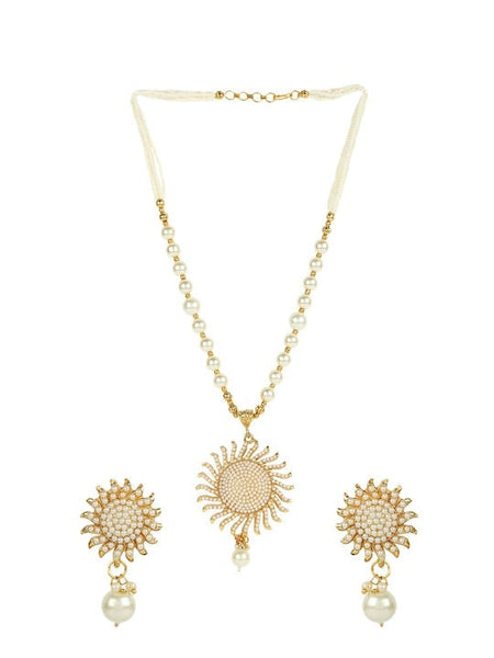 Gold-Plated Off-White Pearl Handcrafted Jewelry Set