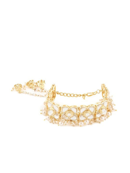 Gold-Plated Kundan Studded Wraparound Bracelet For Women
