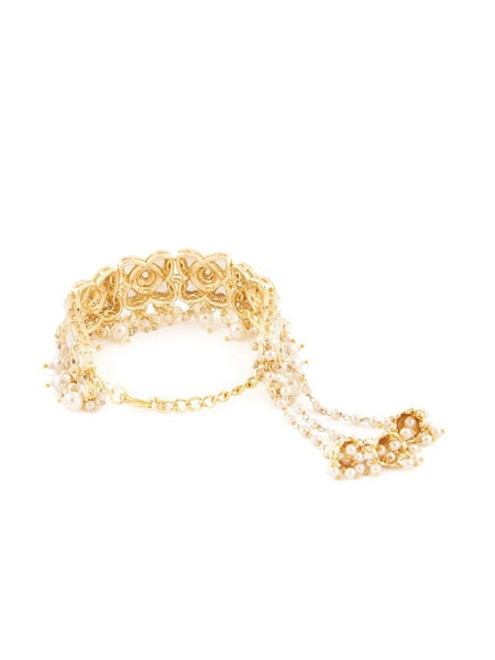 Gold-Plated Kundan Studded Wraparound Bracelet For Women