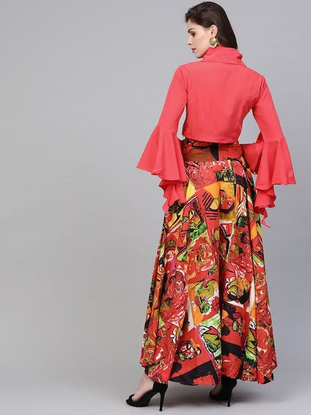 Designer Indian Embroidered Crop top with Skirt Set For Women, Blouse With Skirt Set, Indo Western Outfit, Indian Dress, Lehenga Choli VitansEthnics