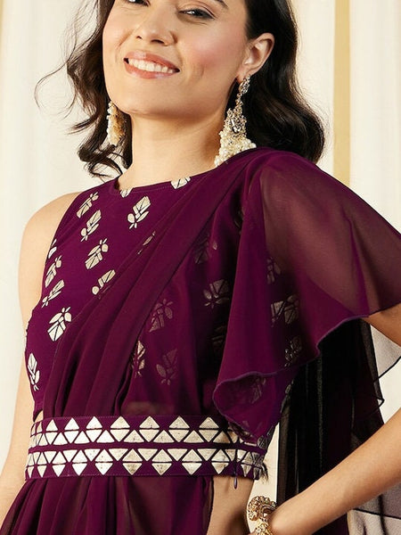 Women Blouse with prestiched frill gown, Ready to wear saree, Indo Western Dress, Saree Gown set, Indian suit set, Wedding Wear outfit VitansEthnics