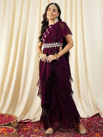 Navy Blue Lycra Ready To Wear Saree, 5.5 m (separate blouse piece) at Rs  1950/piece in Delhi