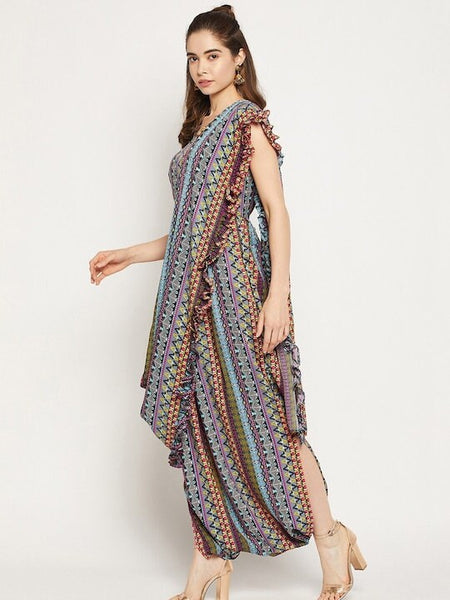 Designer Dhoti Jumpsuit With Attached Dupatta For Women, Indo Western Outfit, Indian Dhoti Dress, Fusion Jumpsuit, Printed Jumpsuit VitansEthnics