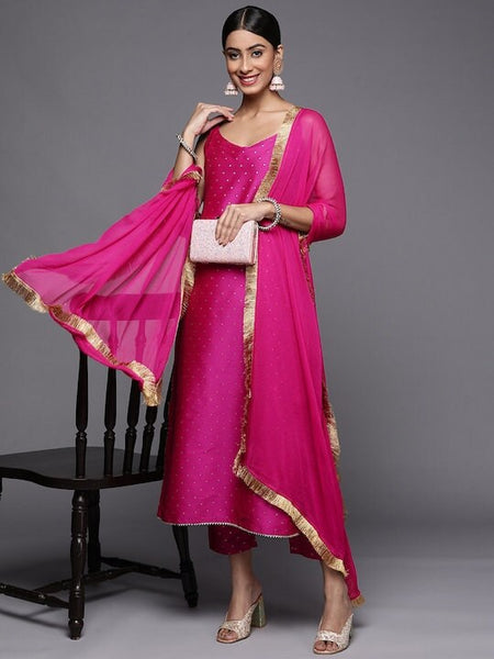 Designer Bollywood Silk Kurti With Trouser Pants And Dupatta For Women, Silk Kurti Set For Women, Party Wear Kurta Set, Indian Dress VitansEthnics