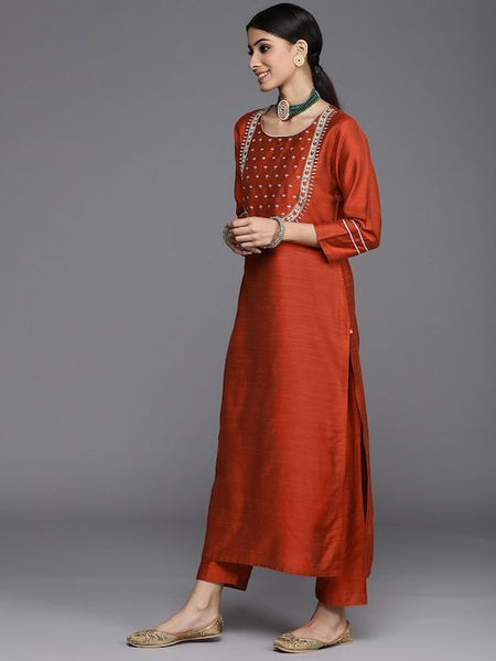 Maroon Embroidered Yoke Design Kurta with Trousers & Dupatta, Silk Kurti Set For Women, Party Wear Kurta Set, Indian Dress, wedding wear VitansEthnics