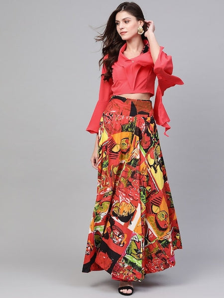 Designer Indian Embroidered Crop top with Skirt Set For Women, Blouse With Skirt Set, Indo Western Outfit, Indian Dress, Lehenga Choli VitansEthnics