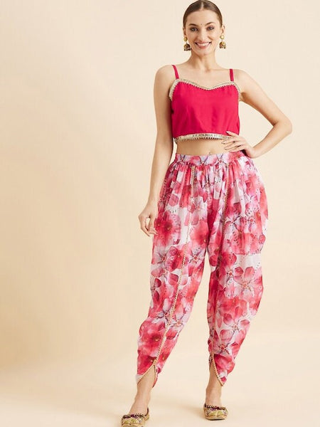 Floral Printed Crop Top With Dhoti Pants & Shrug Ethnic Co ords, Ready to wear Indian Dress, Indo Western Outfit For Women, Indian suit set VitansEthnics