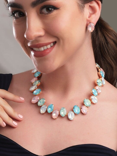 Gold-Plated Stone-Studded Jewellery Set For Women