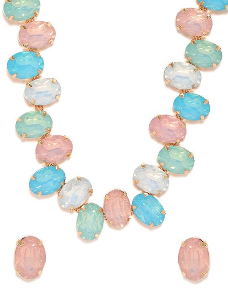 Gold-Plated Stone-Studded Jewellery Set For Women