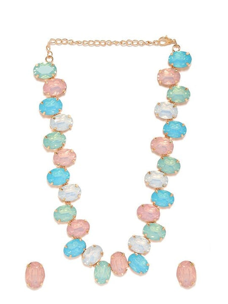 Gold-Plated Stone-Studded Jewellery Set For Women