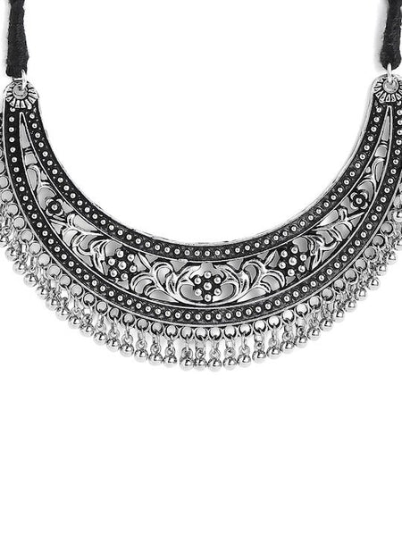 Oxidised Silver-Plated Statement Intricate Handcrafted Necklace