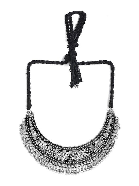 Oxidised Silver-Plated Statement Intricate Handcrafted Necklace