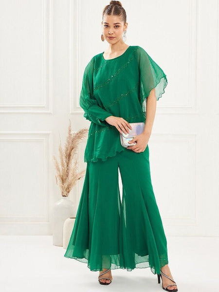 Embellished Top With Flared Palazzo For Women, Kurti Palazzo set, Indian Suit Set, Indo Western Outfit, Indian Dress, Co ords Women VitansEthnics