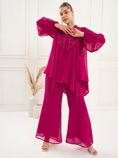 Embellished Top With Flared Palazzo For Women, Kurti Tunic Palazzo set, Indian Suit Set, Indo Western Outfit, Indian Dress, Co ords Women VitansEthnics