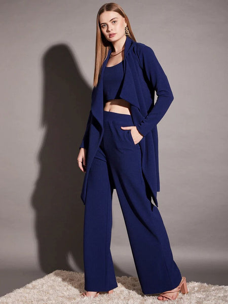 Women Crop Top With Flared pants And Shrug set, Indo Western Set for women, designer Knitted Co-ord set, Party Wear outfit VitansEthnics