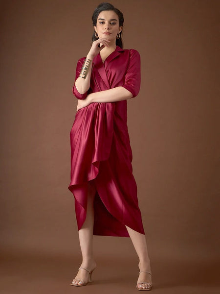 Designer Indian Dhoti Dress For Women, Dhoti Kurti For Women, Shirt Dress with front Drape, Indo Western Dress, Indian Dress, Party Wear VitansEthnics