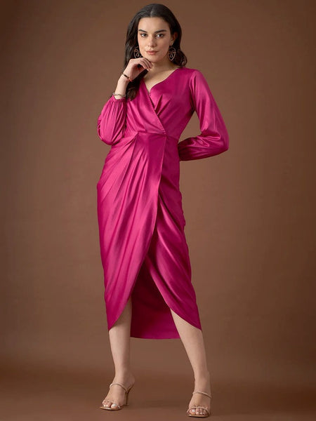 Designer Indian Dhoti Dress For Women, Dhoti Kurti For Women, Overlap neck Tulip midi Dress, Indo Western Dress, Indian Dress, Party Wear VitansEthnics