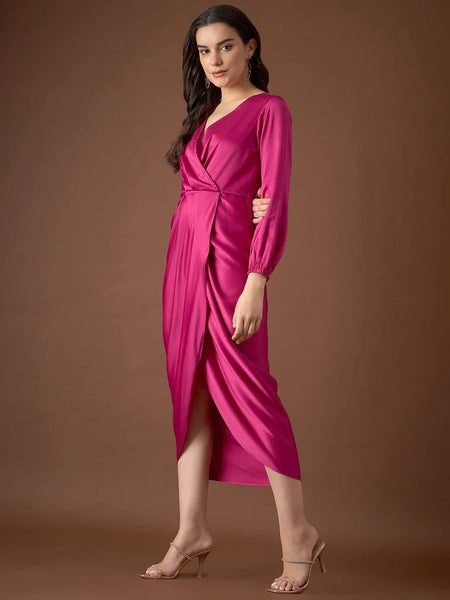 Designer Indian Dhoti Dress For Women, Dhoti Kurti For Women, Overlap neck Tulip midi Dress, Indo Western Dress, Indian Dress, Party Wear VitansEthnics