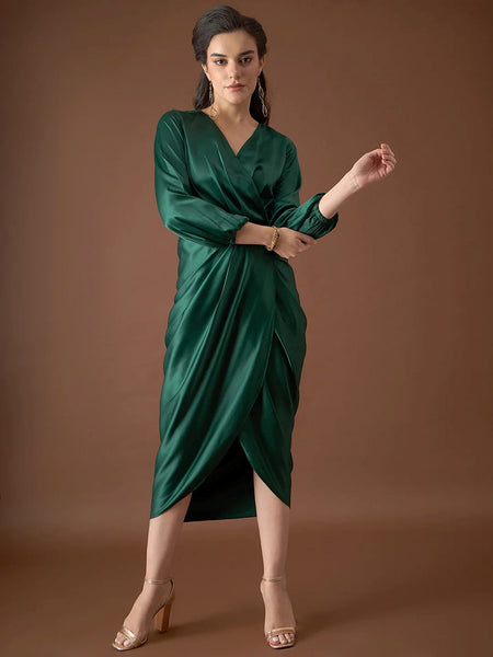 Designer Indian Dhoti Dress For Women, Dhoti Kurti For Women, Overlap neck Tulip midi Dress, Indo Western Dress, Indian Dress, Party Wear VitansEthnics