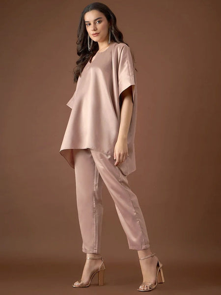 Anti Fit Kaftan Top with Pants For Women, Satin Loose Fit Top with Pants For Women, Indian Suit Set, Indo Western Outfit, Indian Dress VitansEthnics