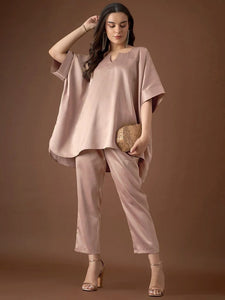 Anti Fit Kaftan Top with Pants For Women, Satin Loose Fit Top with Pants For Women, Indian Suit Set, Indo Western Outfit, Indian Dress VitansEthnics