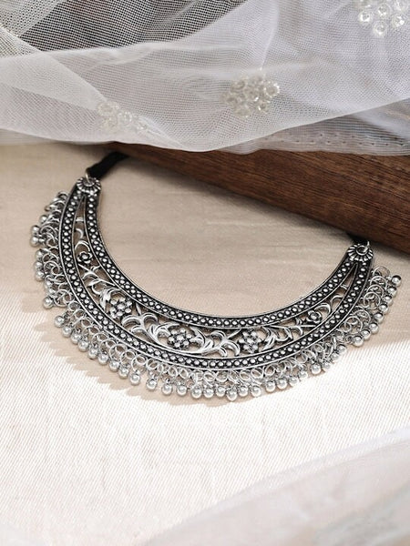 Oxidised Silver-Plated Statement Intricate Handcrafted Necklace