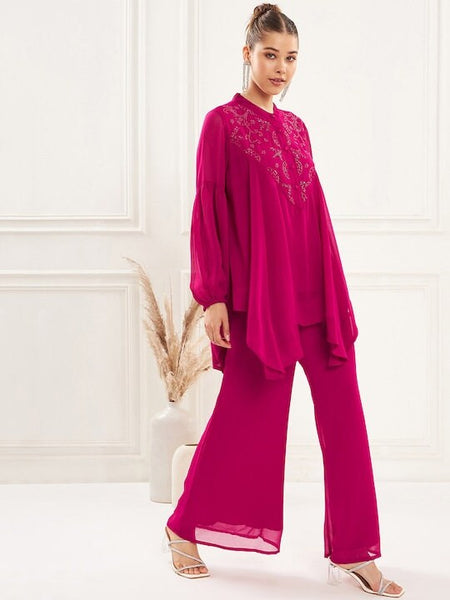 Embellished Top With Flared Palazzo For Women, Kurti Tunic Palazzo set, Indian Suit Set, Indo Western Outfit, Indian Dress, Co ords Women VitansEthnics