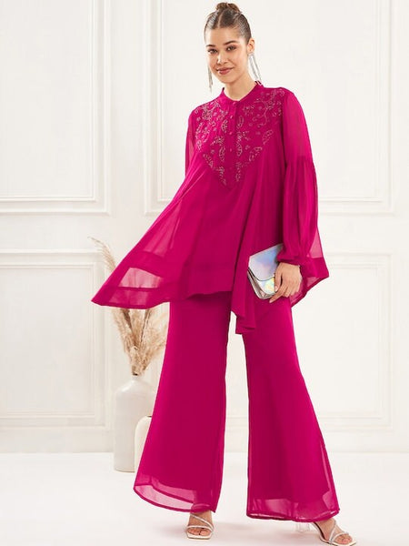 Embellished Top With Flared Palazzo For Women, Kurti Tunic Palazzo set, Indian Suit Set, Indo Western Outfit, Indian Dress, Co ords Women VitansEthnics