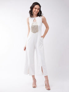 Charming White Solid Bling and Sparkly Jumpsuit For Women, Indo Western Dress, Party Wear Indian Dress, Jumpsuits, Fusion Wear For Women VitansEthnics