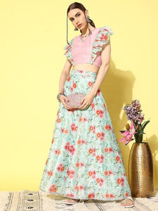 Designer crop top and long skirt set online