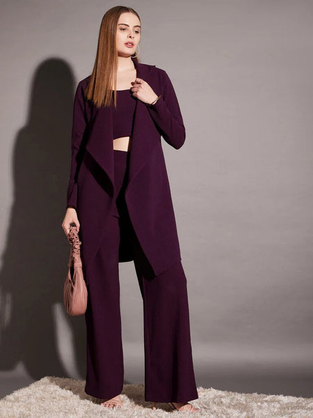 Women Crop Top With Flared pants And Shrug set, Indo Western Set for women, designer Knitted Co-ord set, Party Wear outfit VitansEthnics