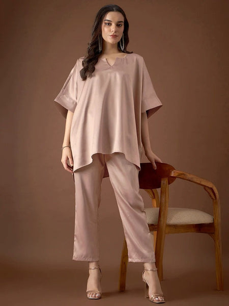 Anti Fit Kaftan Top with Pants For Women, Satin Loose Fit Top with Pants For Women, Indian Suit Set, Indo Western Outfit, Indian Dress VitansEthnics