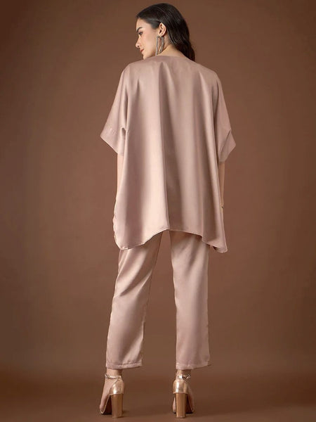 Anti Fit Kaftan Top with Pants For Women, Satin Loose Fit Top with Pants For Women, Indian Suit Set, Indo Western Outfit, Indian Dress VitansEthnics
