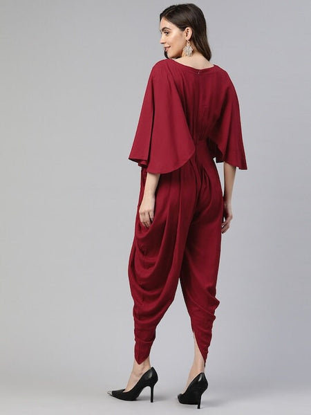Women Flared Sleeves Jumpsuit With Embellished Detail, Indo Western Dress, Party Wear Dress, Jumpsuits, Fusion Wear Outfit, Wedding Wear VitansEthnics
