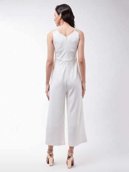 Charming White Solid Bling and Sparkly Jumpsuit For Women, Indo Western Dress, Party Wear Indian Dress, Jumpsuits, Fusion Wear For Women VitansEthnics