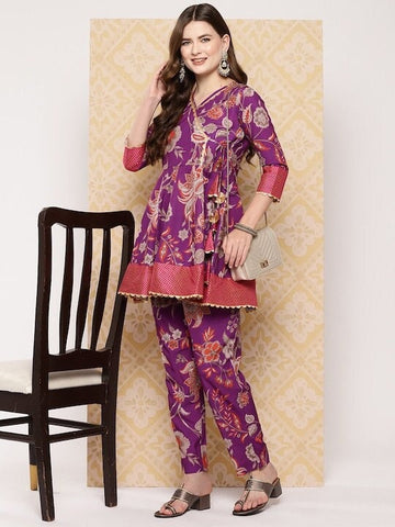 Women Printed Ethnic Tunic with Trousers, Indo Western Ethnic Set for women, Indian Coords Set for women, designer Wedding Wear set VitansEthnics