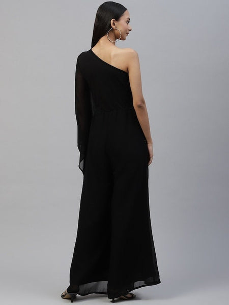 Black Sequinned Basic Jumpsuit For Women, Indo Western Dress, Party Wear Indian Dress, Jumpsuits, Fusion Wear Outfit, Wedding Wear Jumpsuit VitansEthnics