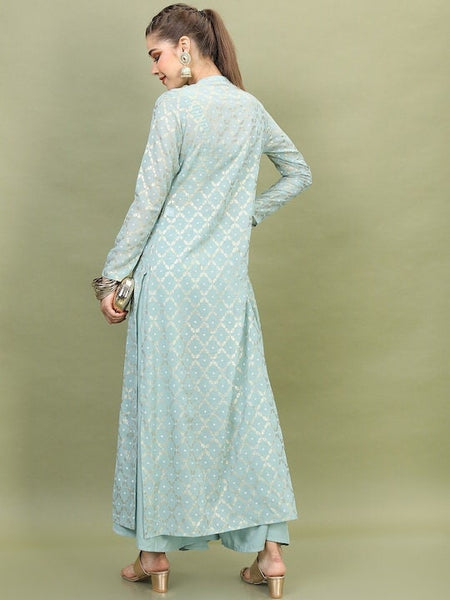 Women Embroidered Layered Top With Palazzo And Jacket, Indo Western Ethnic Set, designer Rayon party wear suit set, Wedding Wear outfits VitansEthnics