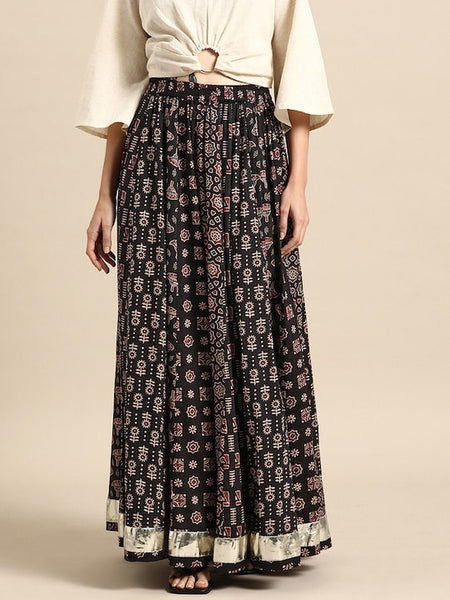 Women Printed A-Line Flared Cotton Maxi Skirt, Indian Ethnic Printed Skirt, Indo Western Ethnic Lehenga Skirt, Pure Cotton Skirt VitansEthnics