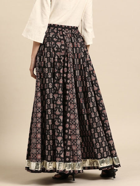 Women Printed A-Line Flared Cotton Maxi Skirt, Indian Ethnic Printed Skirt, Indo Western Ethnic Lehenga Skirt, Pure Cotton Skirt VitansEthnics