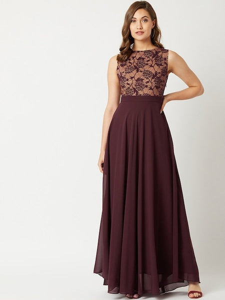 Lace Insert Maxi Dress For Women, Indo Western Dress, Party Wear Indian Dress, Gown Dress, Fusion Wear Outfit, Wedding Wear VitansEthnics