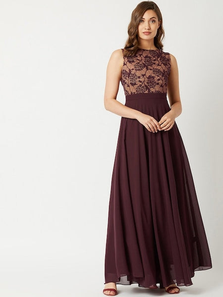 Lace Insert Maxi Dress For Women, Indo Western Dress, Party Wear Indian Dress, Gown Dress, Fusion Wear Outfit, Wedding Wear VitansEthnics