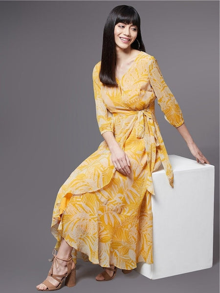 Women Floral Chiffon Midi Dress, Indo-Western Dress, Party Wear Indian Outfit, Wedding wear outfit, Midi Gown Dress, Fit and Flare Dress VitansEthnics