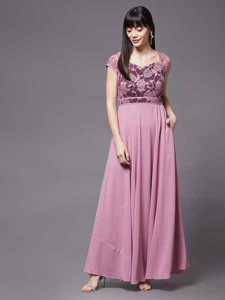 Maroon Georgette embellished layered Maxi Dress For Women, Indo Western Dress, Party Wear Indian Dress, Fusion Wear, Maxi Gown Dress VitansEthnics