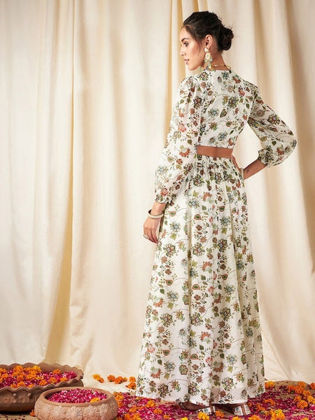 Designer Indian Crop Top With Skirt Set, Indian Blouse With Skirt Set, Indo Western Dress For Women, Indian Dress, Printed Lehenga Choli VitansEthnics