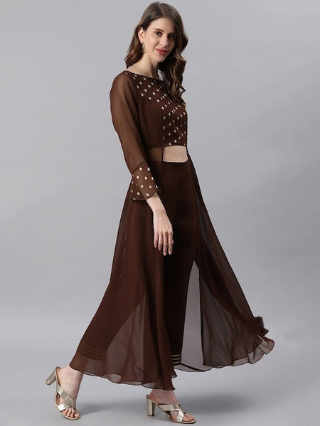 Women Crop Top with Palazzo And Shrug Set, Indo Western Ethnic Set for women, Printed Crop top with palazzo and Jacket Set, Fusion Outfit VitansEthnics