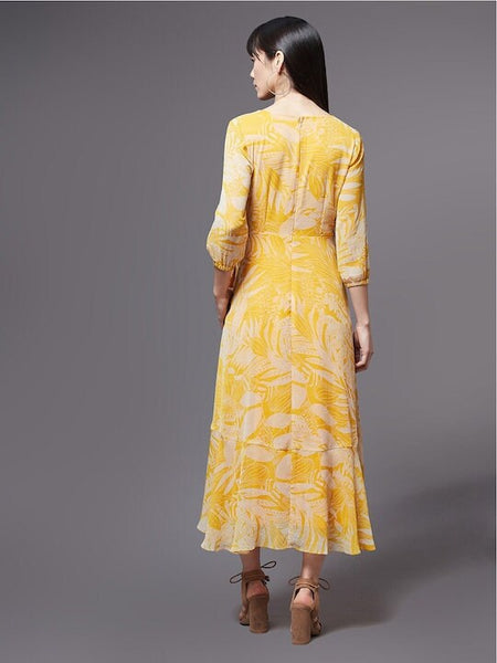 Women Floral Chiffon Midi Dress, Indo-Western Dress, Party Wear Indian Outfit, Wedding wear outfit, Midi Gown Dress, Fit and Flare Dress VitansEthnics